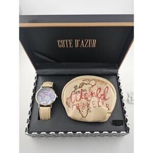 Unisex Cote D Azur Watch & Coin Purse World Traveler NIB Running New Battery